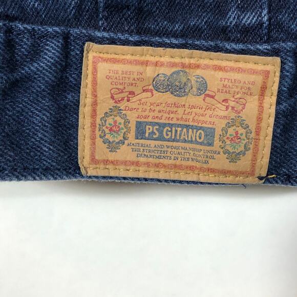 P.S. Gitano Denim Vest Dark Blue Cotton Vintage Retro 80s Western Workwear - Picture 8 of 10